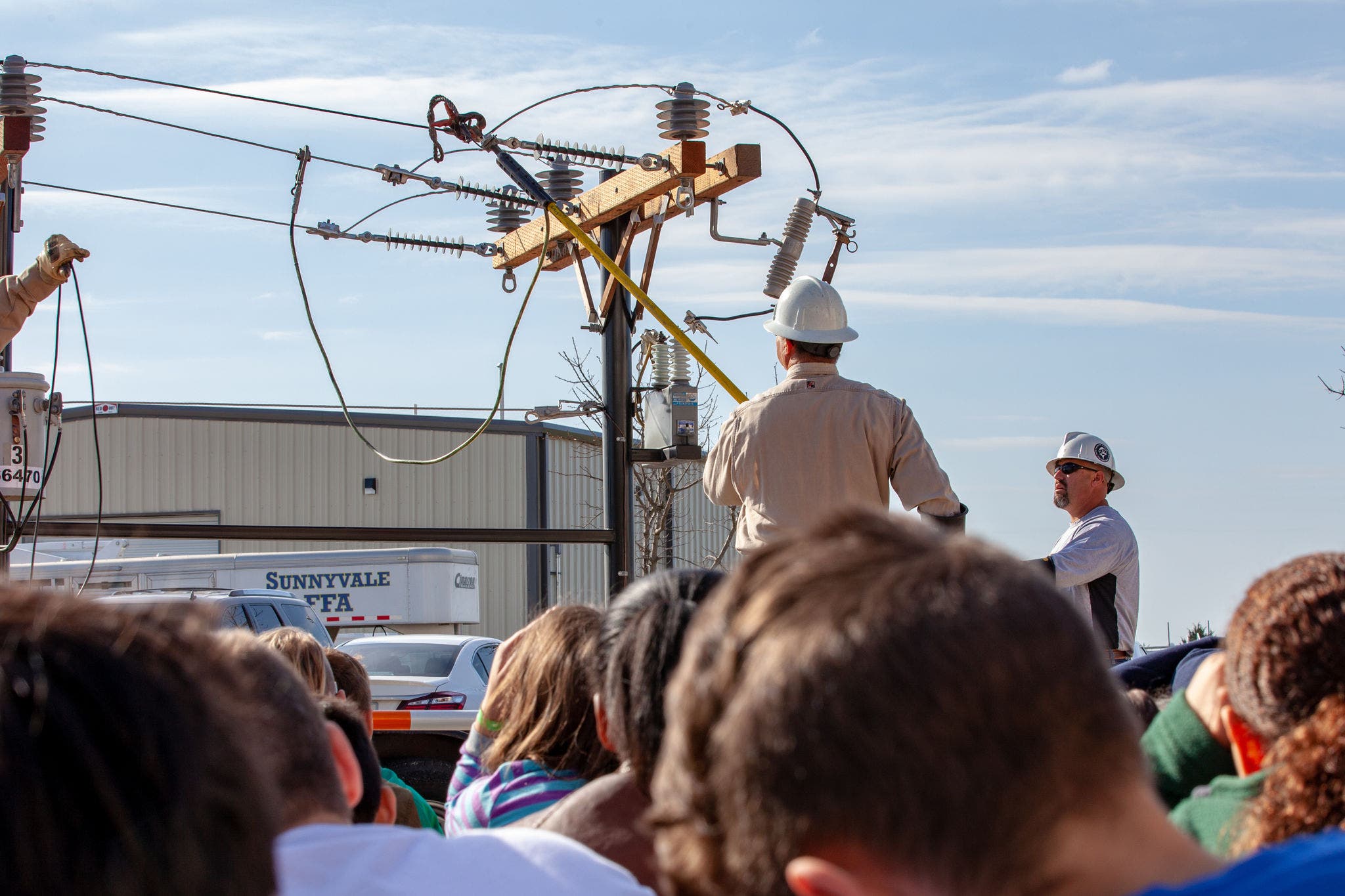 Oncor employee performing safety demonstration
