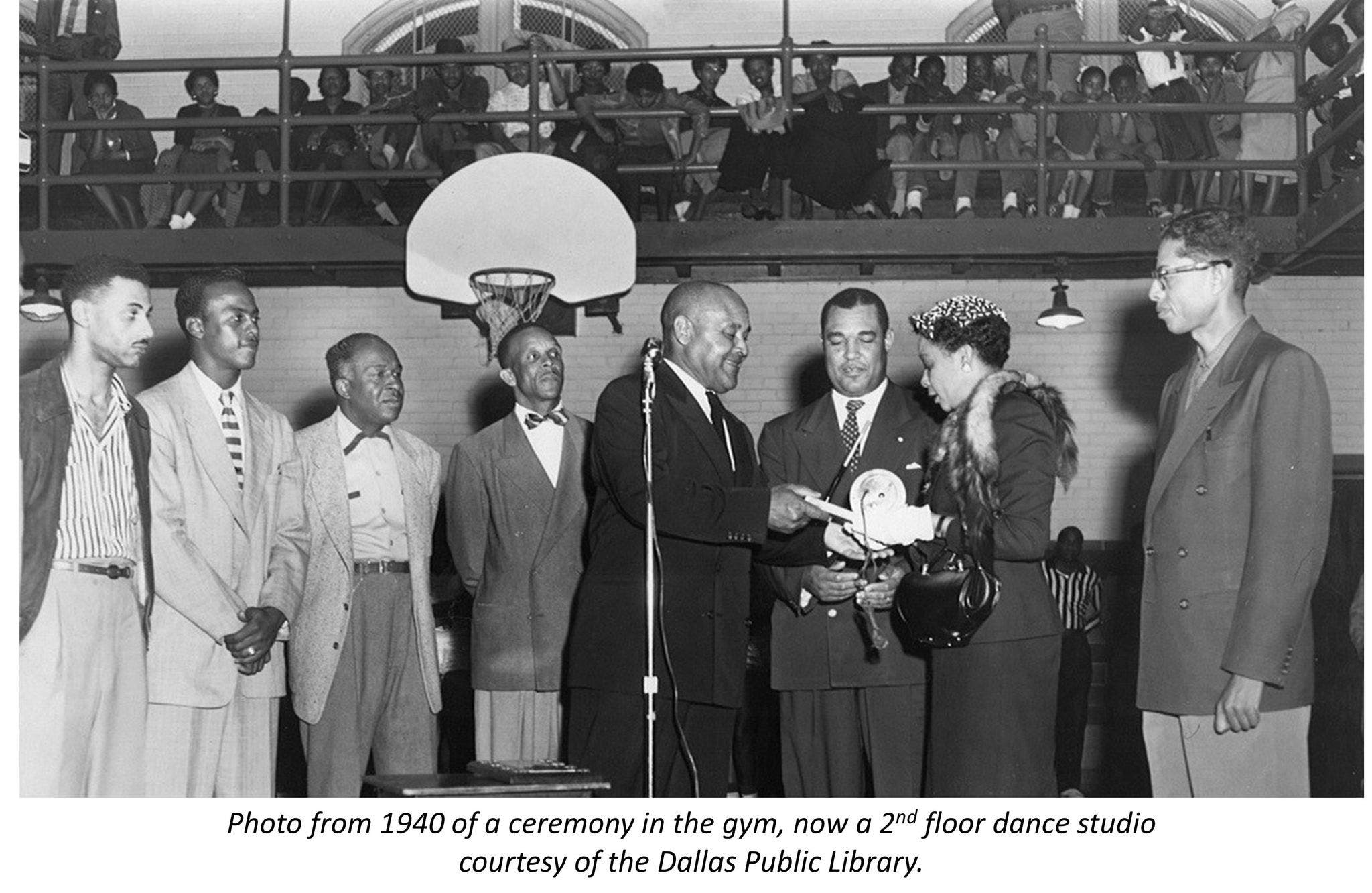 POWERING THE LARGEST, LONGEST STANDING DALLAS DANCE COMPANY 1940 ceremony in the gym that is now 2nd floor dance studio