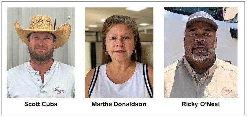 'Watering the truck' when the heat is on Oncor employees, Scott Cuba, Martha Donaldson and Ricky O' Neal