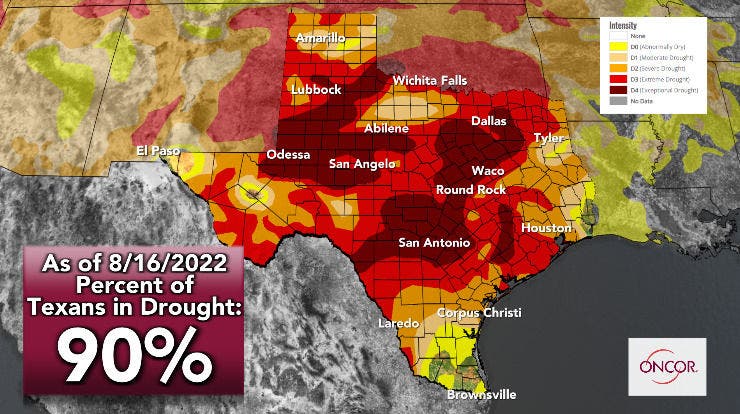 Drought monitor from August 16, 2022