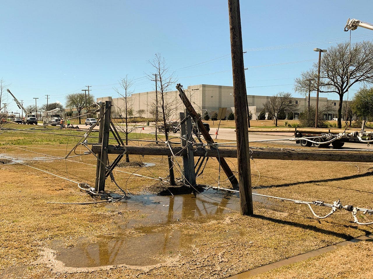 Contact with power lines can cause serious injury or death. Never approach, touch, or try to move a downed power line.