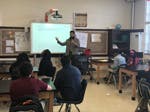 Oncor team members are happy to participate in Career Day at area schools and talk to students about their work at the company.