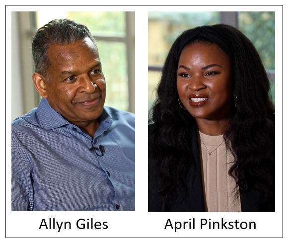 Oncor employees Allyn Giles and April Pinkston